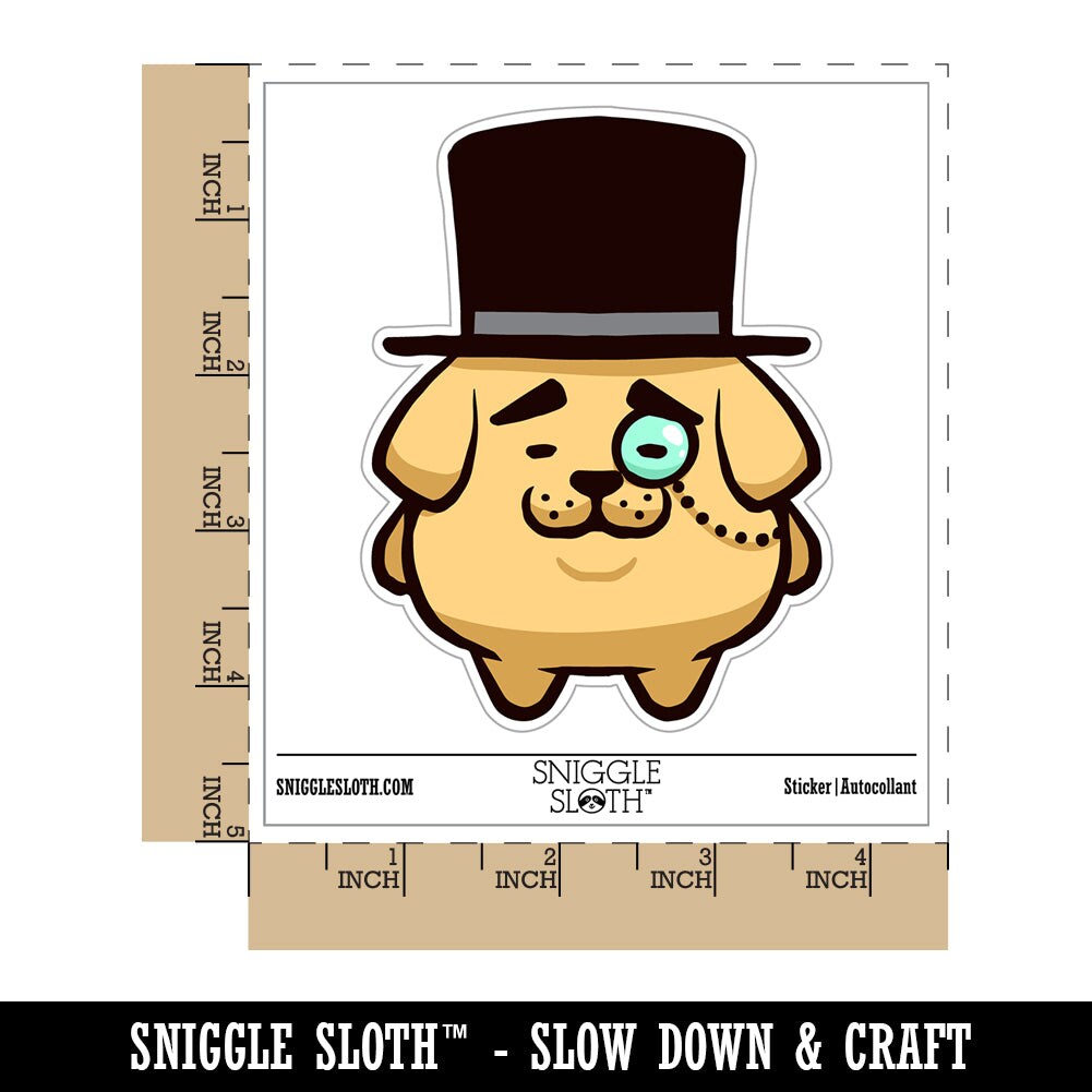 Weird Fancy Gentleman Dog Pup Top Hat Monocle Waterproof Vinyl Phone Tablet Laptop Water Bottle Sticker Set - 5 Pack