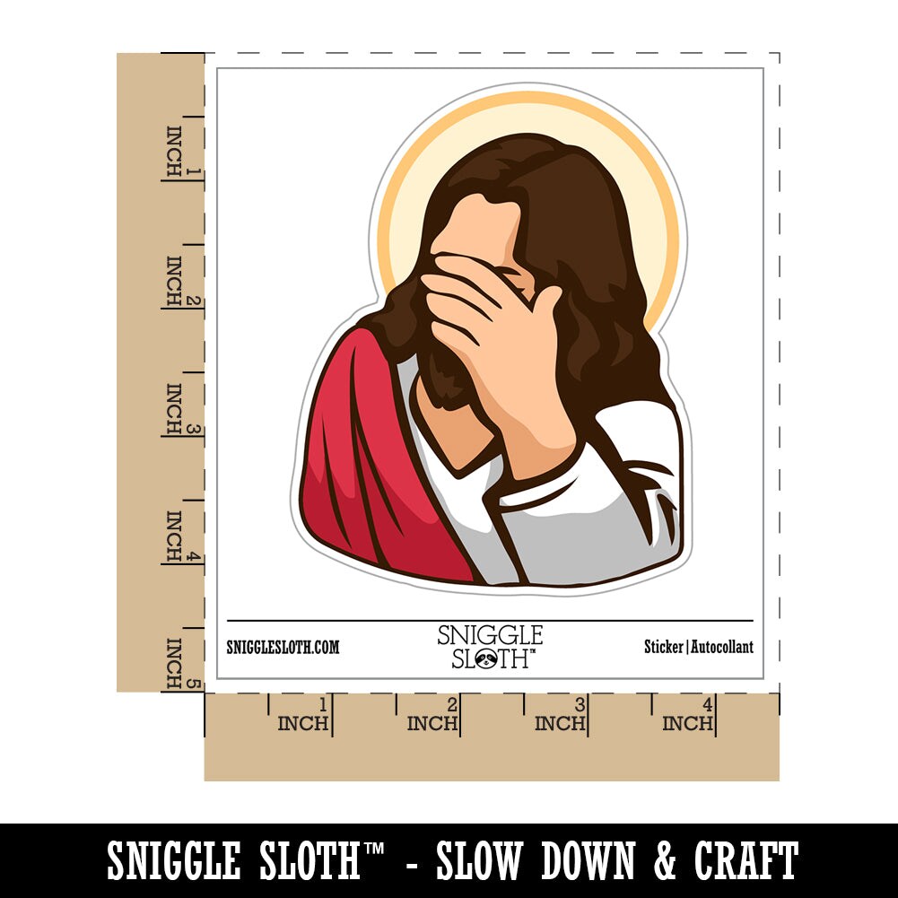 Disapproving Jesus Face Palm Waterproof Vinyl Phone Tablet Laptop Water Bottle Sticker Set - 5 Pack