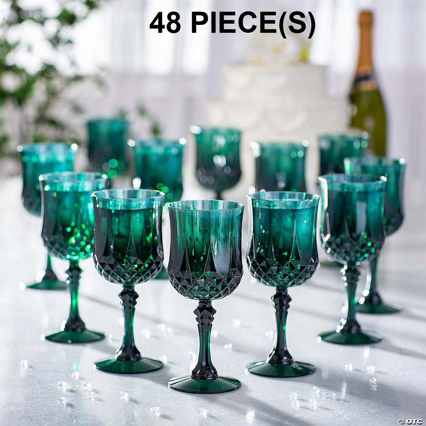 Bulk 48 Pc. Gold Patterned Disposable Plastic Wine Glasses