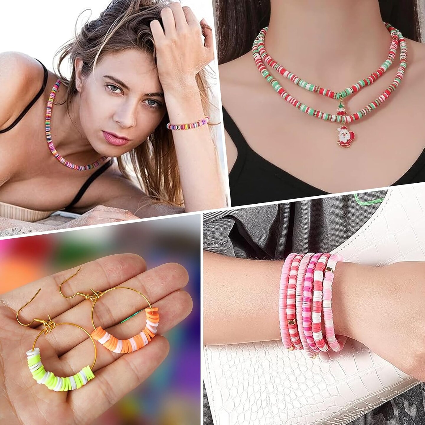 14 Strands Blue Clay Beads Bracelet Making Kit, 5500 Flat Polymer Clay Heishi Beads for Friendship Bracelets Jewelry Making Kit with Letter Pearl Gold Spacer Beads for Girls Women
