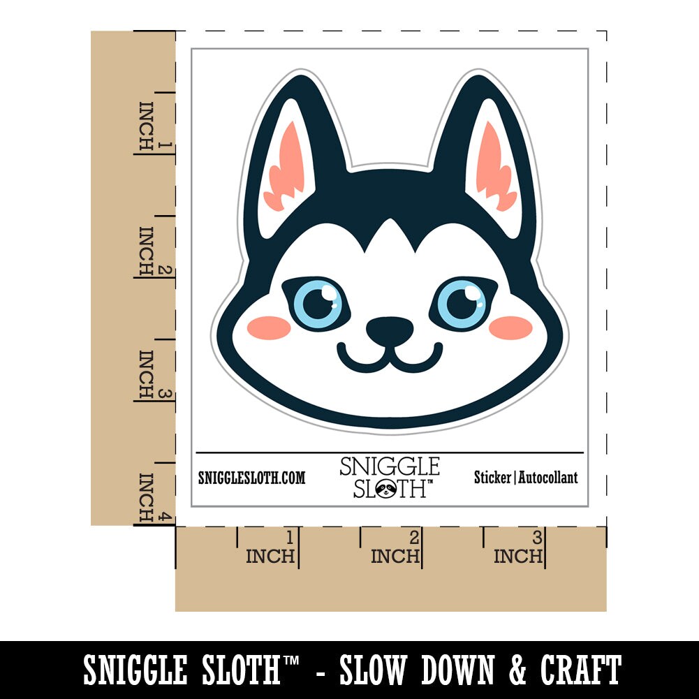 Chibi Husky Dog Head Waterproof Vinyl Phone Tablet Laptop Water Bottle Sticker Set - 5 Pack