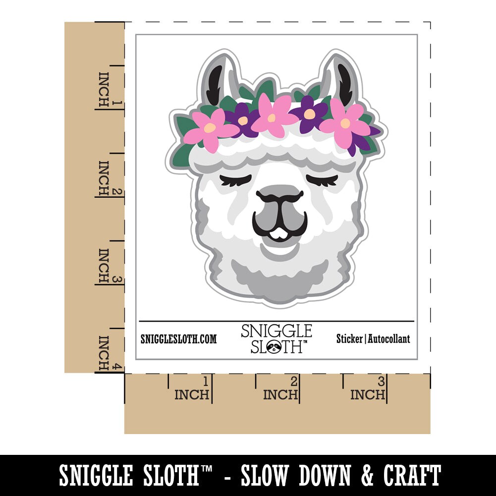 Flower Crown Llama Head Waterproof Vinyl Phone Tablet Laptop Water Bottle Sticker Set - 5 Pack