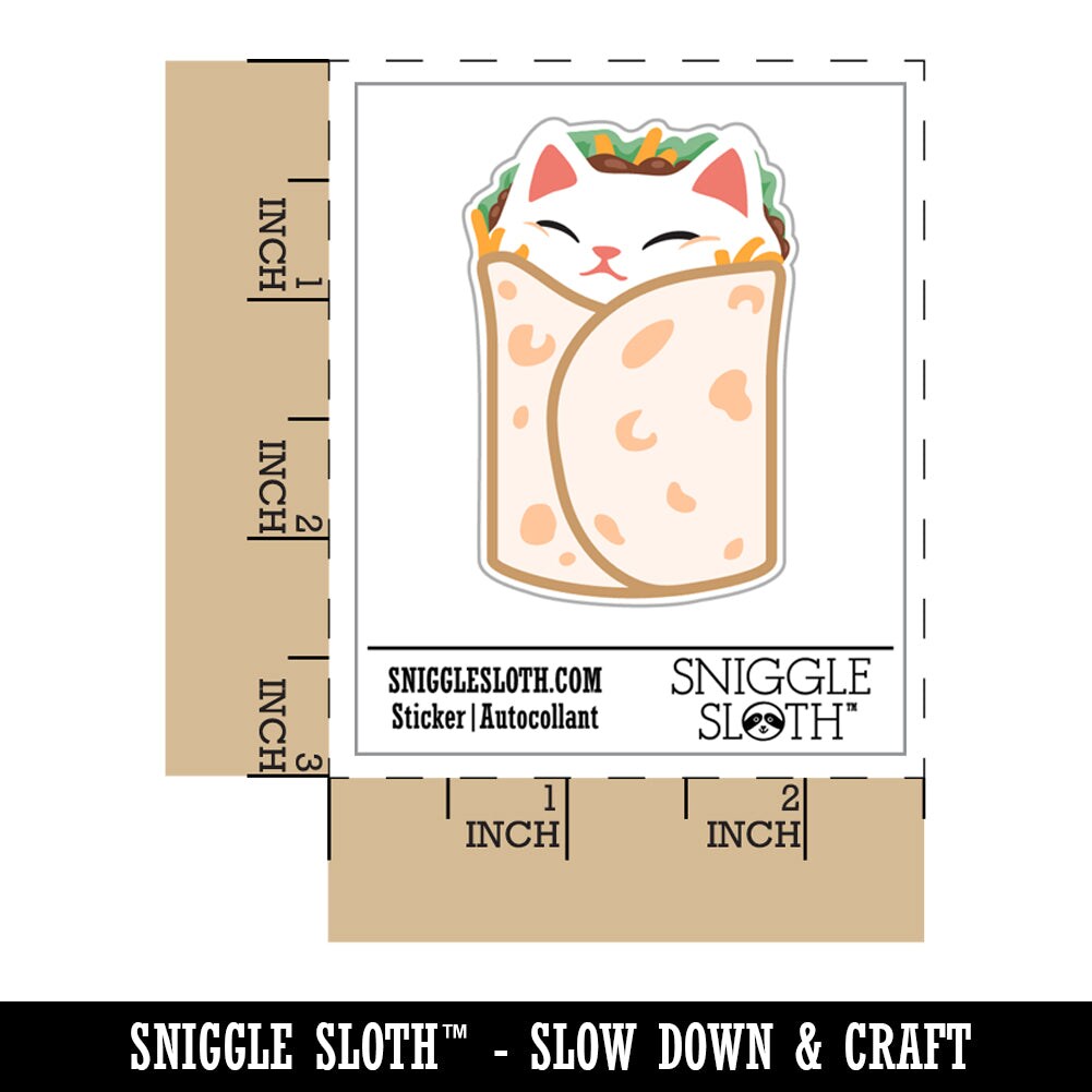 Purrito Cat Burrito Tortilla Wrap Waterproof Vinyl Phone Tablet Laptop Water Bottle Sticker Set - 5 Pack