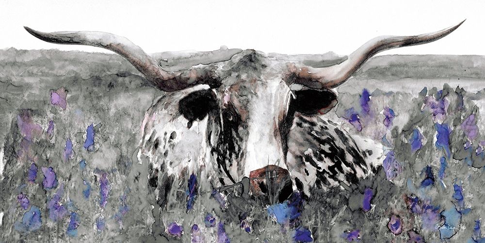 Longhorn in Flower Field   Poster Print by Stellar Design Studio Stellar Design Studio # SDS375