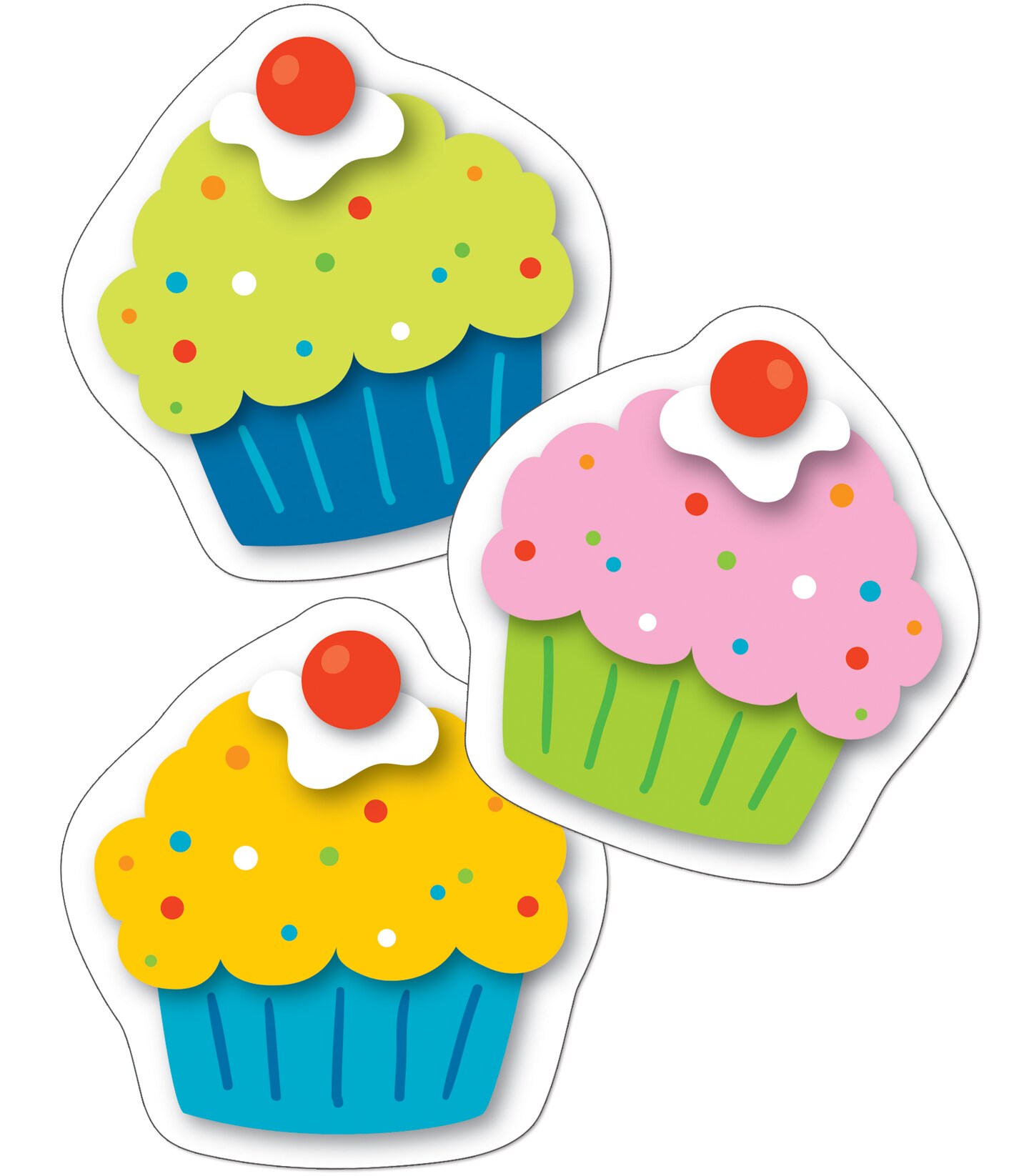 Carson Dellosa 36-Piece Cupcake Decorations, Colorful Cardstock Dessert Cutouts for Party, Name Tags, Happy Birthday Bulletin Board, and Classroom Decor