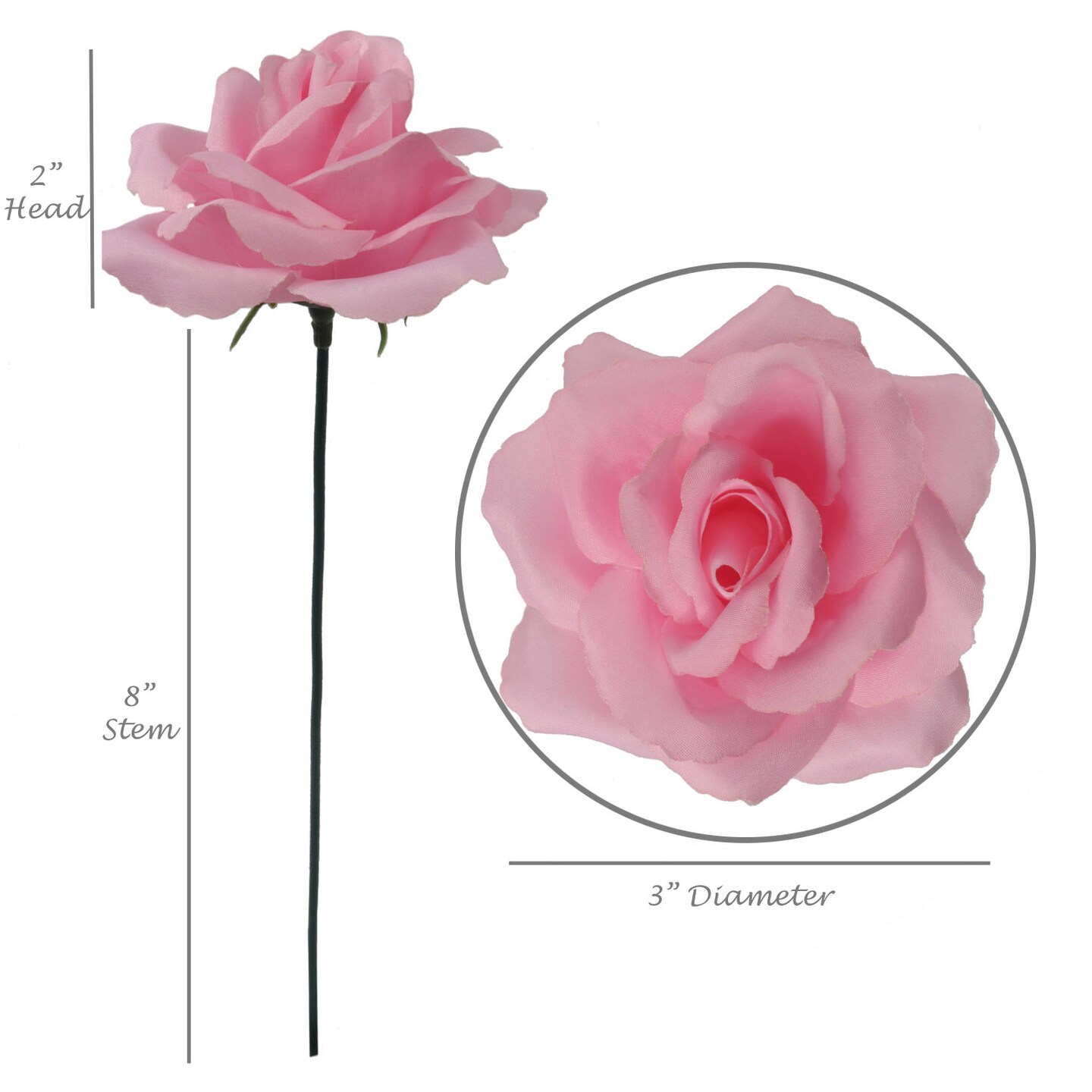 50-Pack: Pretty Pink Rose Picks, 8" Stems, 3" Wide, Floral Home by Artificial Flowers