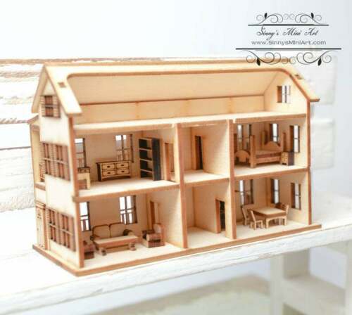 1 144 Laser Cut Dollhouse Four Room Furniture Kit SMA HS004 MakerPlace by Michaels