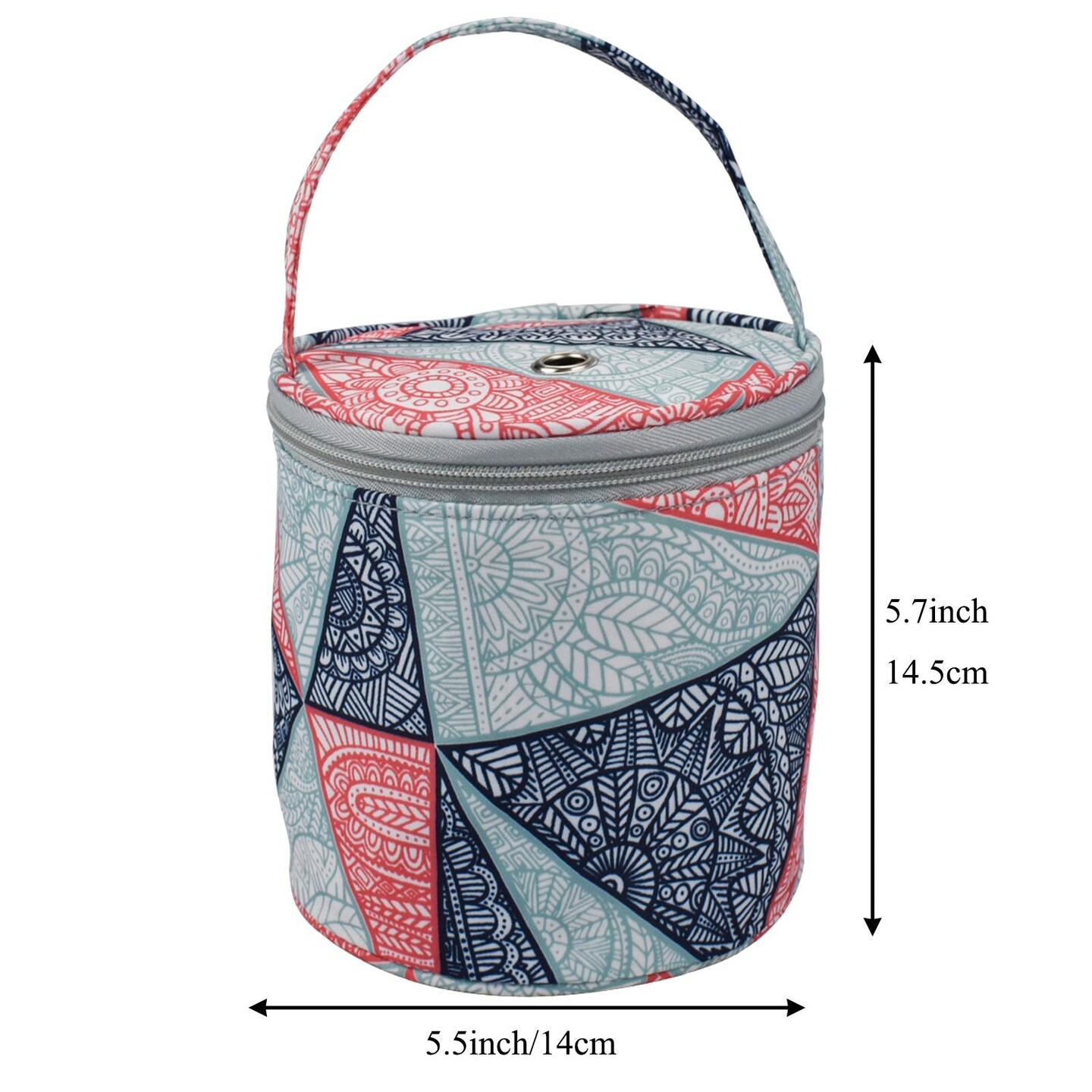 Small Yarn Storage Bag, Mini Knitting Bag Yarns Drum Case for Carry Yarn Ball, Crochet Kits, Knitting Supplies and Sewing Accessories, for Beginner, Crocheter and Crafter, Blue