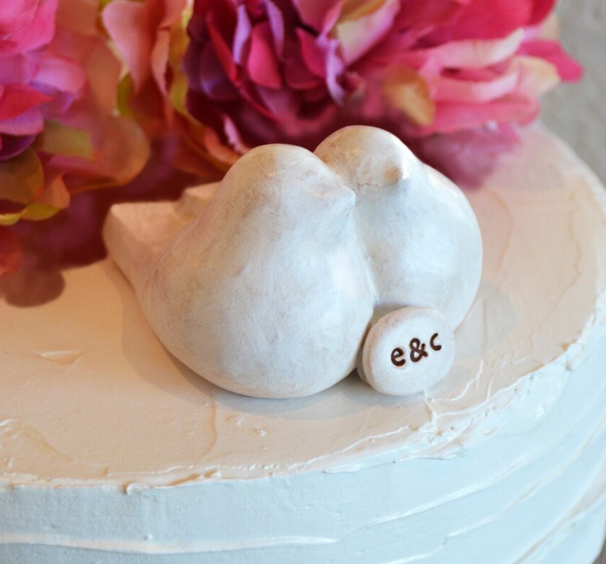 Custom Initial Wedding Topper, Ivory Wedding Cake Topper Initial/ Ivory Monogram Keepsake and Love Bird 2024 Cake Decoration