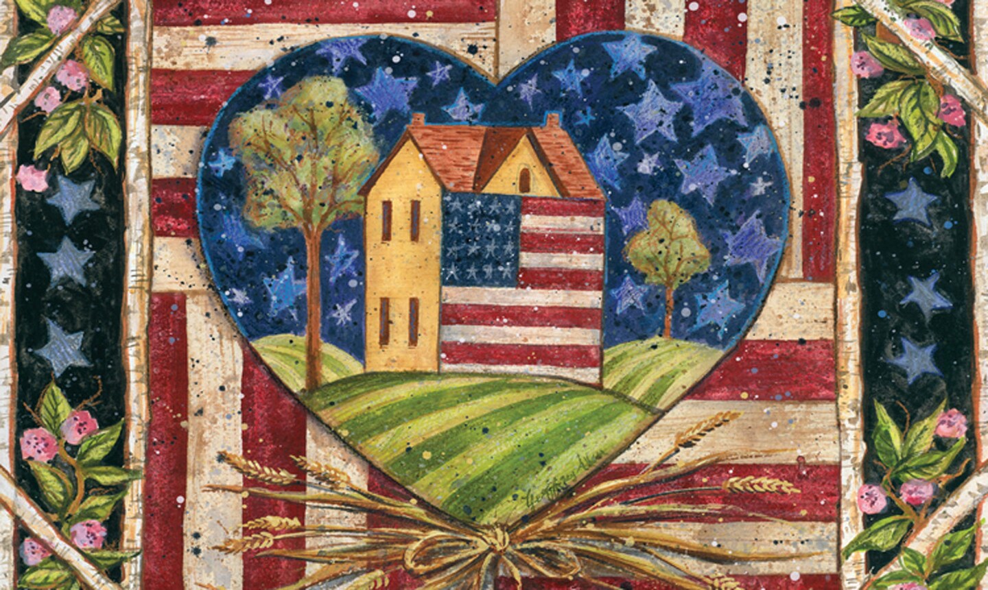 American Folk Heart Door Mat (18 x 30&#x22;)