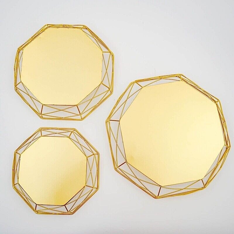 3 Gold Geometric Octagon Metal Cake Stand