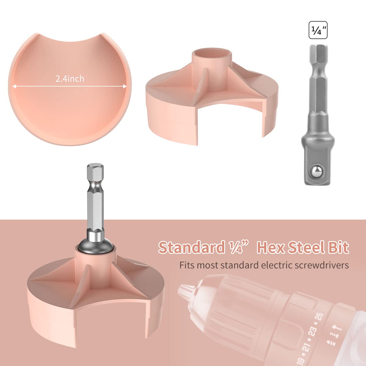 Quick Knit Machine Adapter/ Attachment with Power Screwdriver for 48Needles,40 and 22,Crank Handle Adapter with Hex Drill Steel Bit,DIY Craft Knit Sewing Accessories for Beginner(Pink)