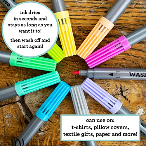 10 Pieces Original Doodle Wash-Out Fabric Marker Set Double-Ended Felt Tip Markers: Pastel Colors