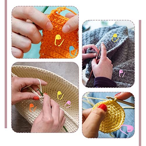 124 Pieces Stitch Markers for Crocheting, Colorful Knitting Markers Crochet Clips with 4 Pcs Big Eyes Sewing Needles, 10 Colors Stitch Locking Clip with Storage Box
