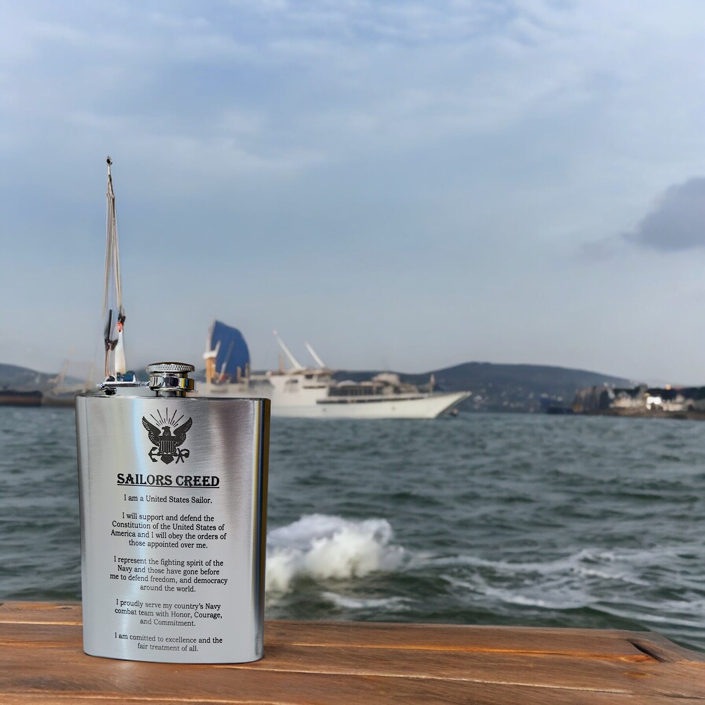 8oz Sailors Creed Flask Stainless Steel
