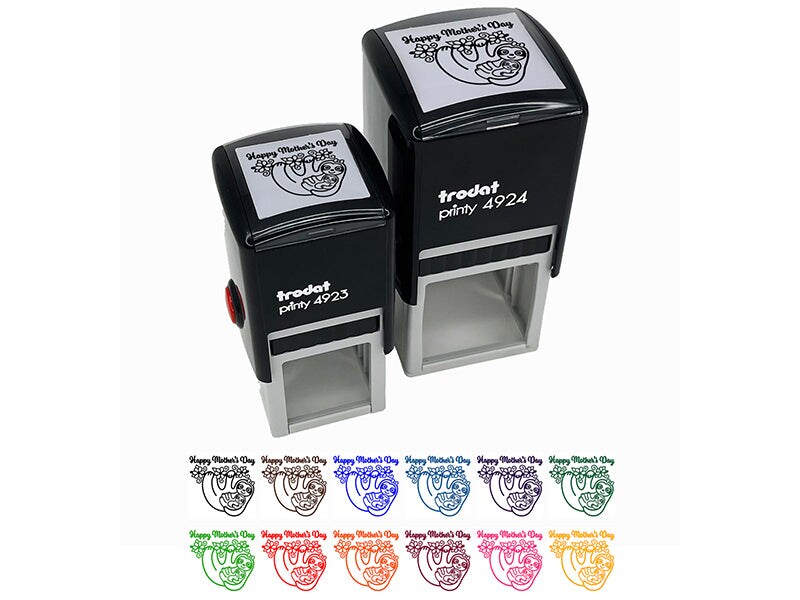 Happy Mother&#x27;s Day Sloth and Baby Self-Inking Rubber Stamp Ink Stamper