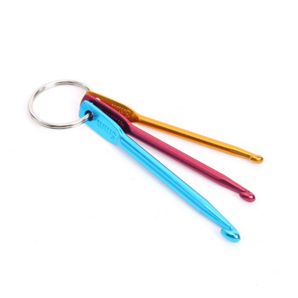 4 Sets Mini Keychain Aluminum Crochet Hooks Knitting Needles 3 Sizes/Set (3mm,4mm,5mm)