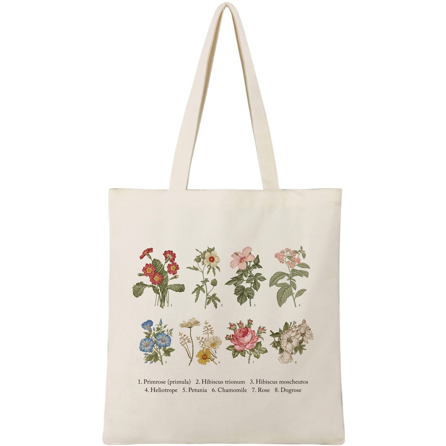 BeeGreen Flowers 12OZ Canvas Tote Bag With Inner Zipper Pocket Cute Aesthetic Mother&#x27;s Day Cotton Tote Bag Reusable Tote Bag for Women Lightweight Washable Graphic Trendy Tote Bag