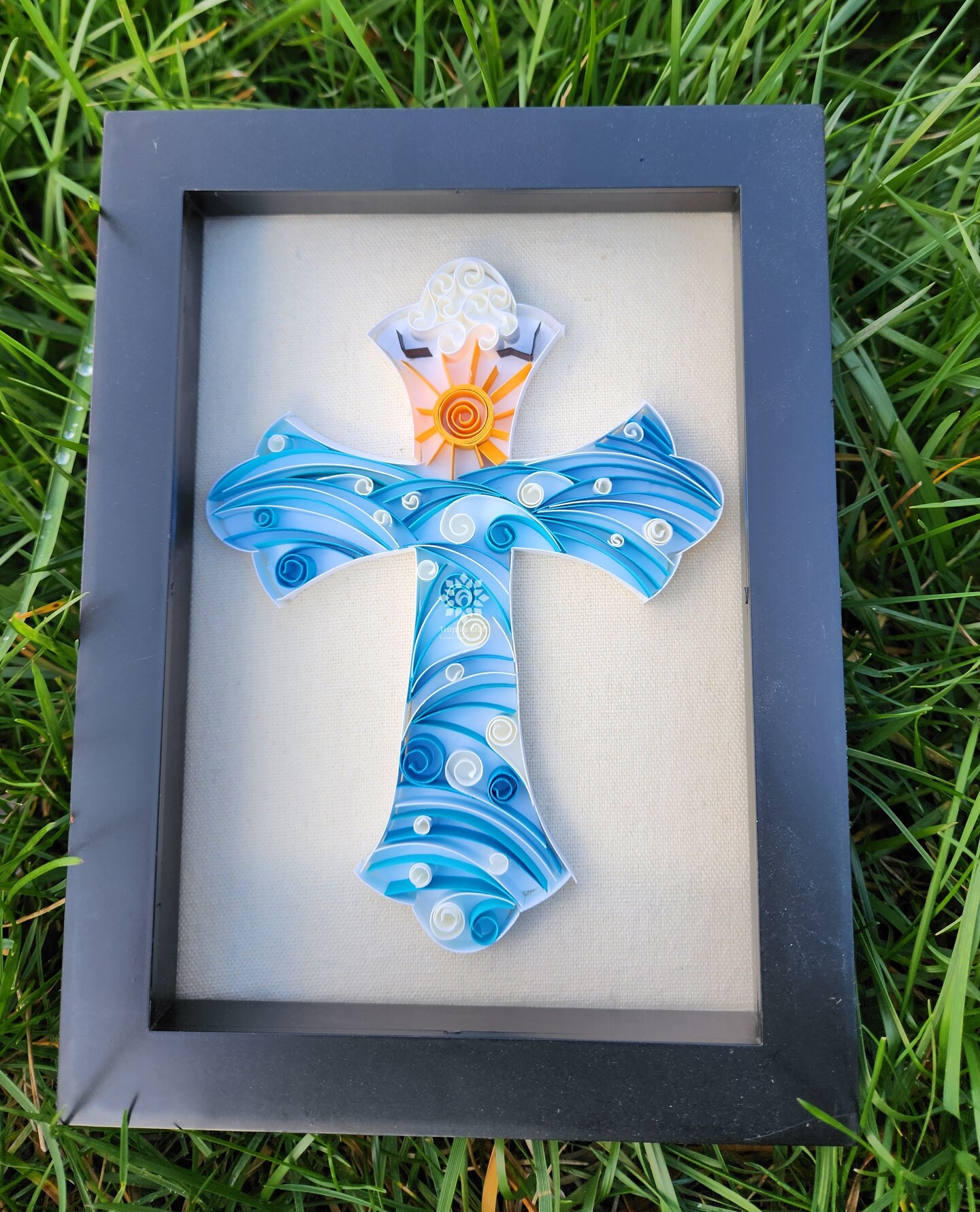 Multicolored wall cross in store handmade glass for baptism or communion