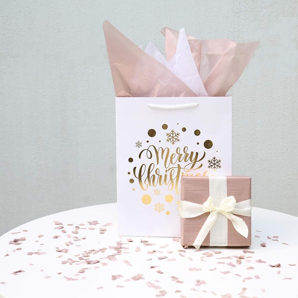 100 Sheets 20X14 Premium Metallic Rose Gold Tissue Gift Wrap Paper Bulk, Great for Gift Bag, Recyclable Gift Wrapping Accessory, Perfect for Small Gift bags, Pinata, Wedding, Party, Cutout