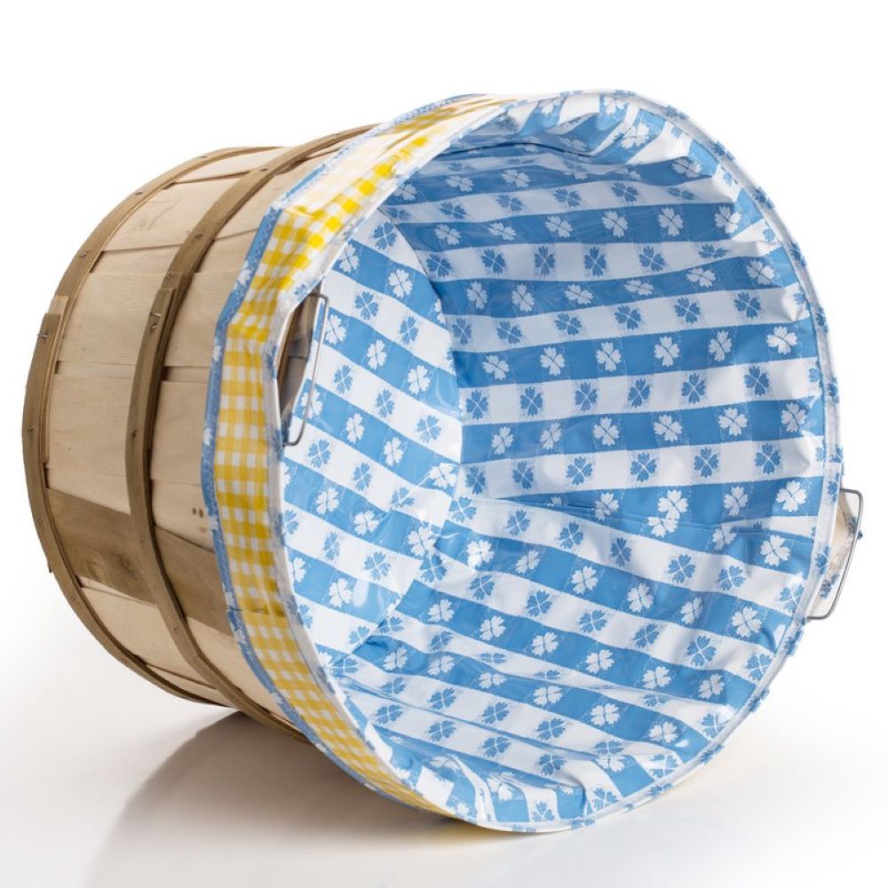 Sarah Kauffman Bushel Basket Liner - Reusable Handmade Vinyl Protector Wipes Clean for Laundry or Any Home Decor