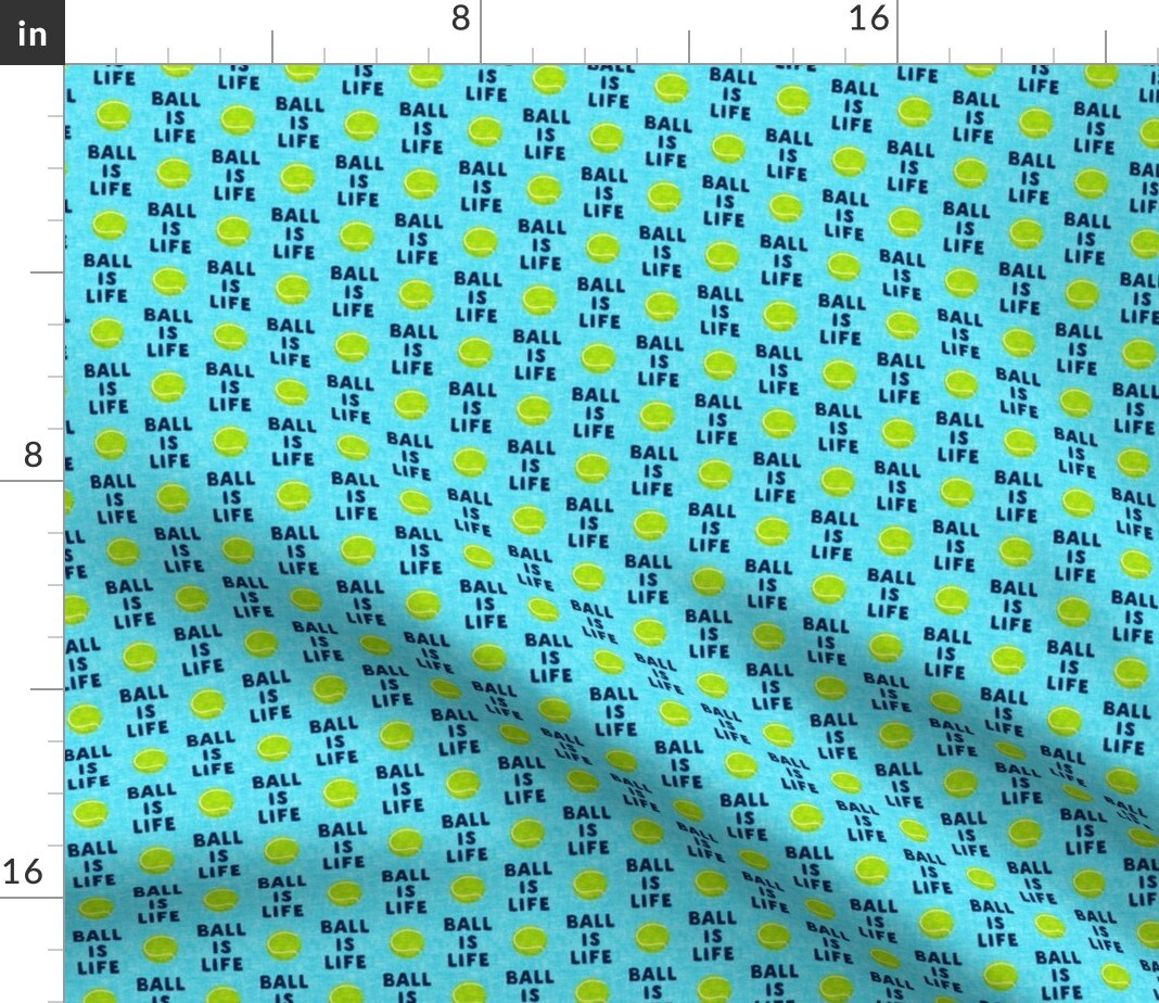 Dog Blue Tennis Ball Cute Life Scale Custom Printed Fabric by Spoonflower Various Fabrics by the Yard or Fat Quarter