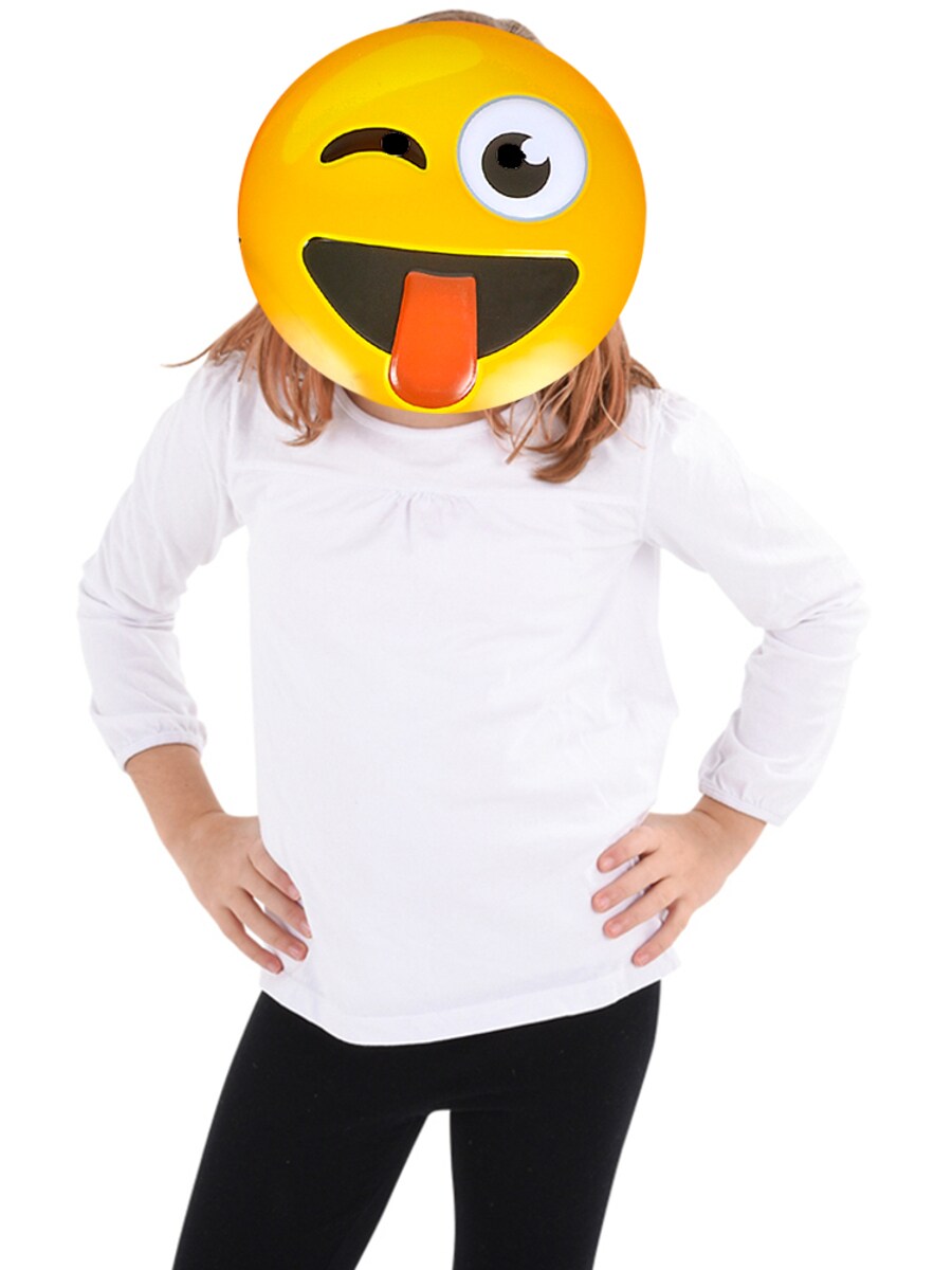 Texting Emoticon Emoji Tongue Stuck Out Face Mask Costume Accessory