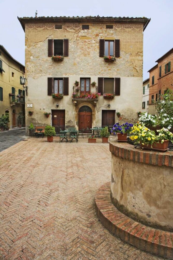 A local restaurant in a Piazza, Pienza, Italy by Dennis Flaherty - Item # VARPDXEU16BJA0064