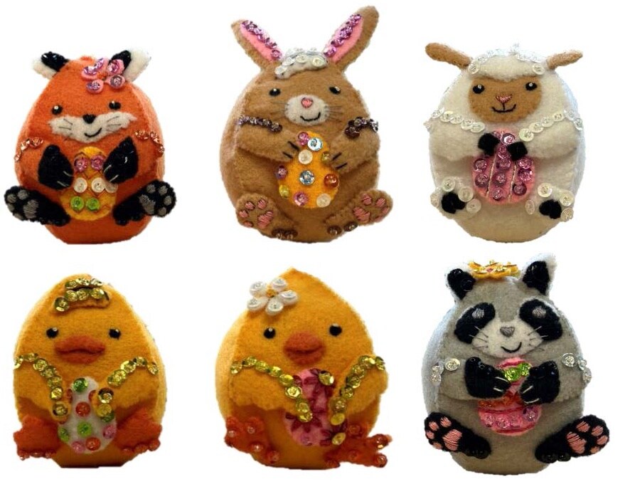 Bucilla Felt Ornaments Applique Kit Set Of 6-Easter Egg Friends