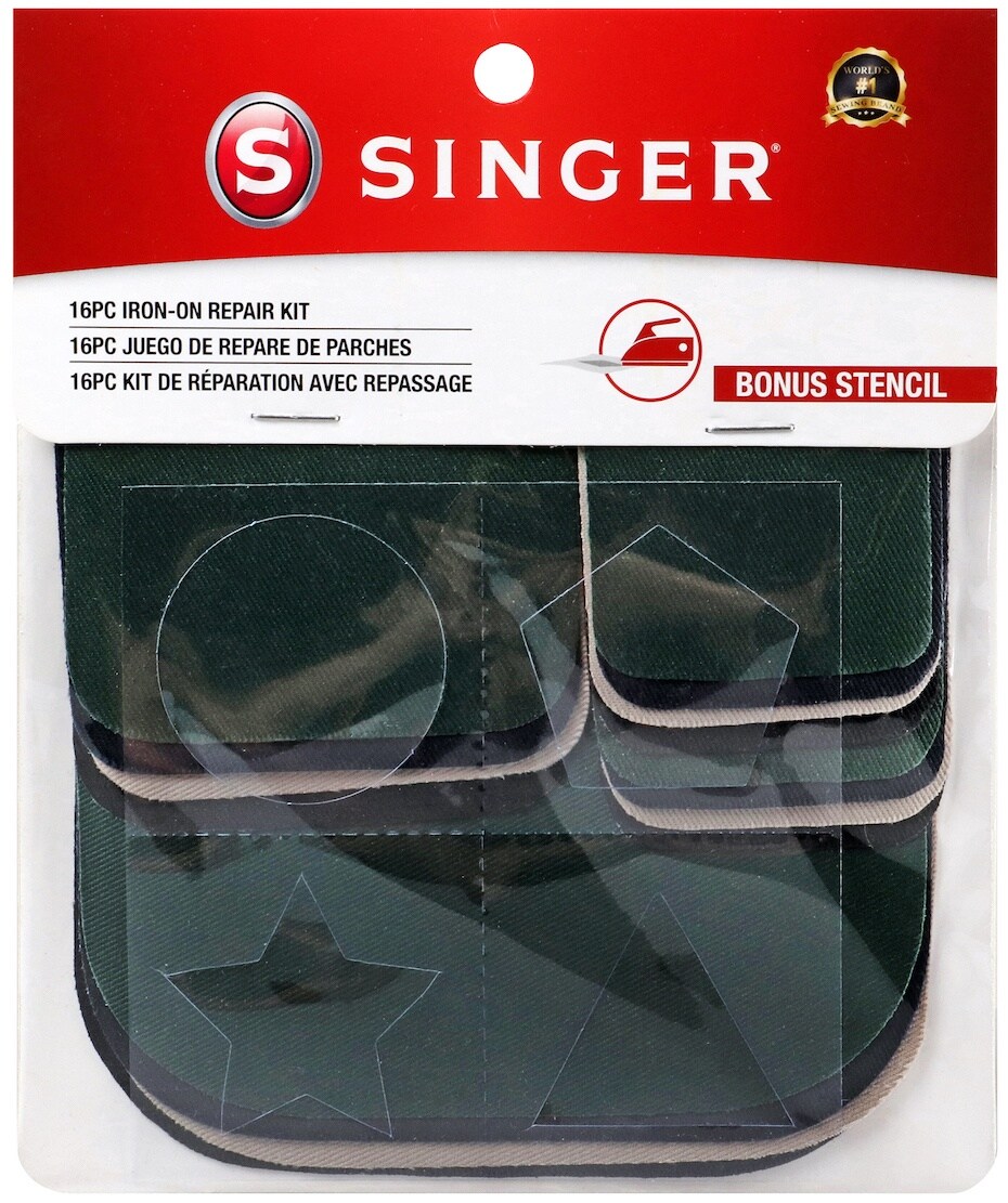 SINGER Iron-On Patches Repair Kit 16/Pkg-Assorted Colors