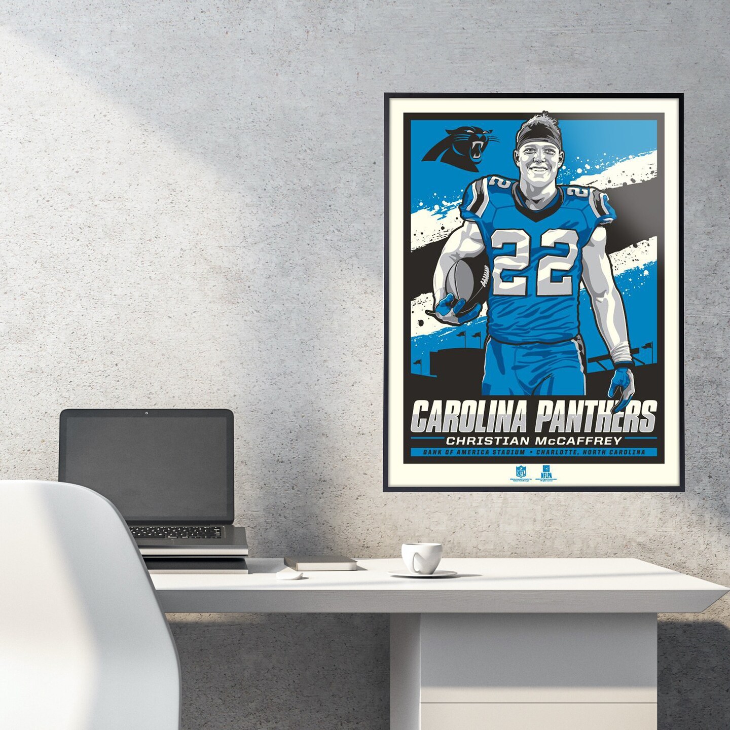 Phenom Gallery Carolina Panthers Christian McCaffrey 18&#x22; x 24&#x22; Deluxe Framed Serigraph