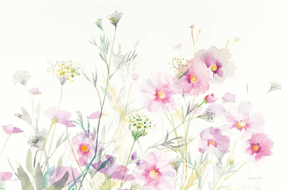Queen Annes Lace and Cosmos on White Poster Print by Danhui Nai - Item # VARPDX35409