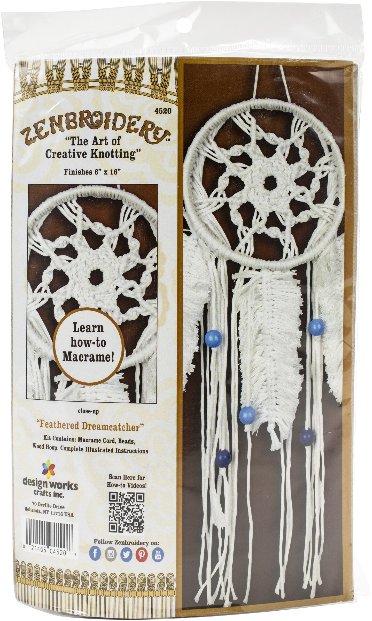 Design Works Zenbroidery Macrame Wall Hanging Kit X Feathered