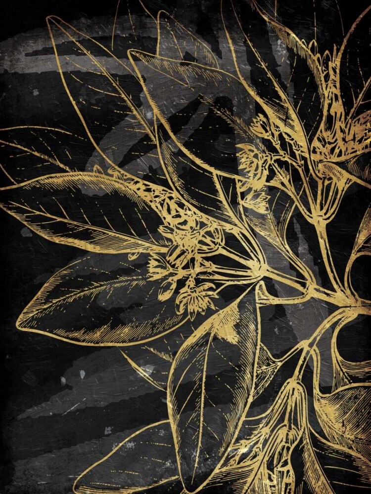 Golden Abstract Floral Mate Poster Print by Milli Villa - Item # VARPDXMVRC033B