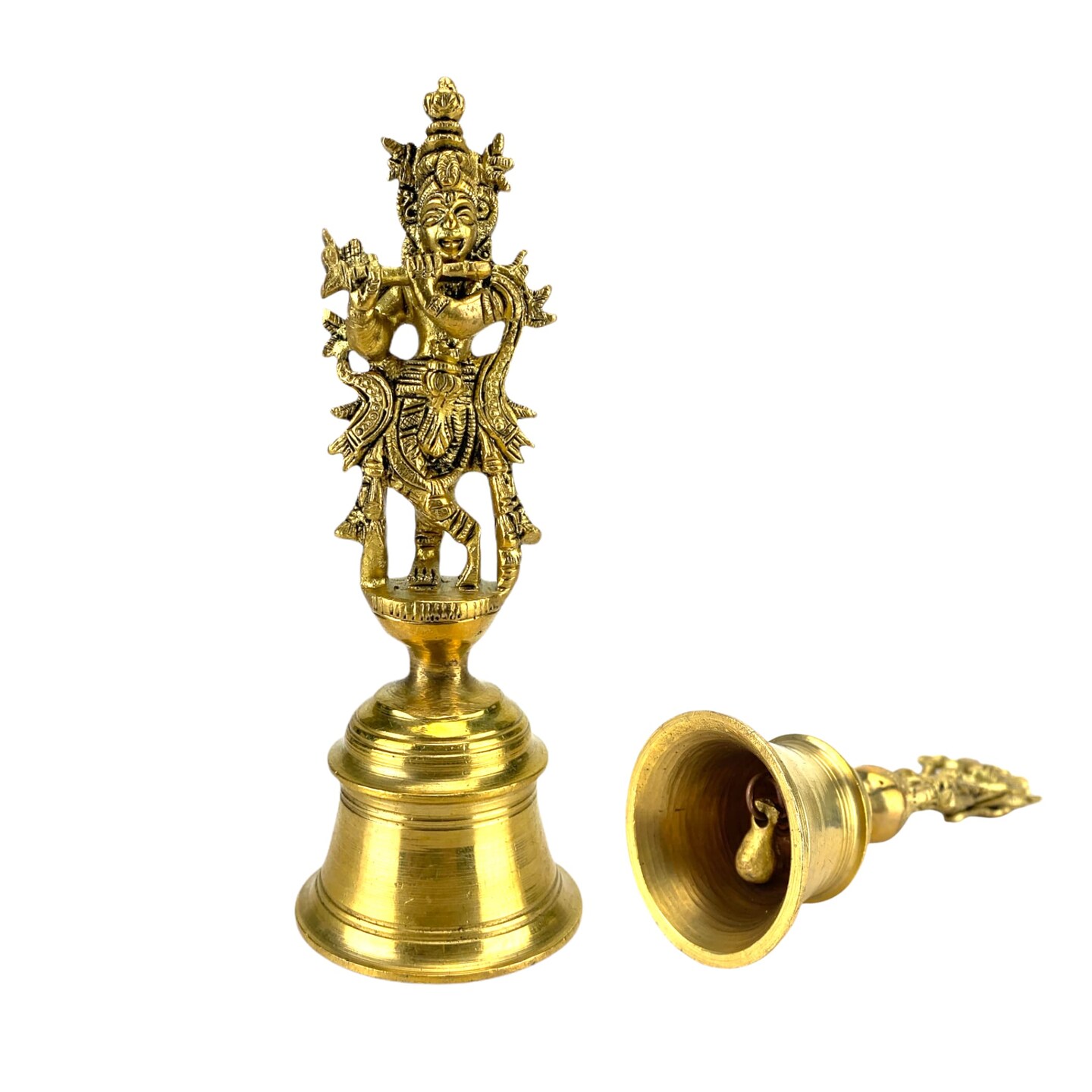 Brass Krishna Bell, Indian Pooja, Gopal Brass Bell, Puja Ghanti, Pooja Ghanti, Hindu Temple Bell, Indian Decor, Jingle, Diwali Puja, Mandir