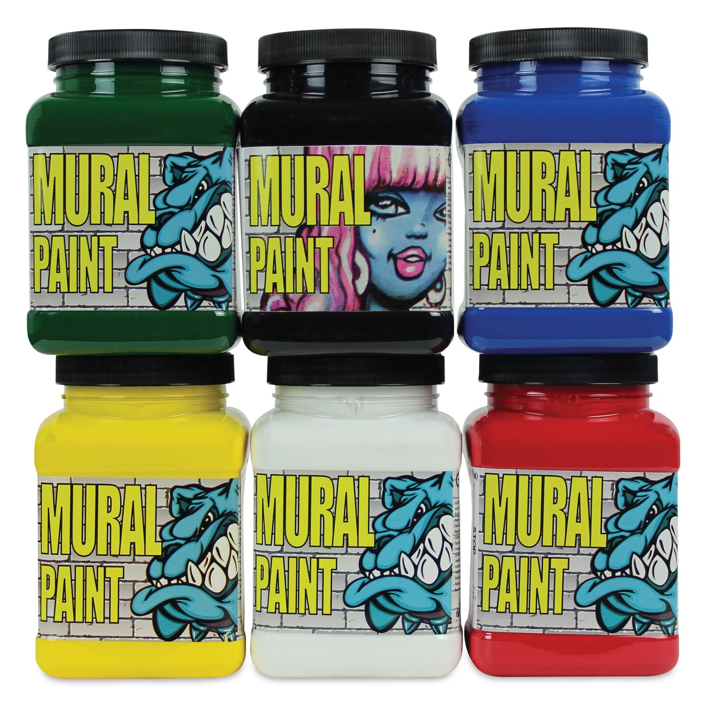 Chroma Acrylic Mural Paints - Primary, Set of 6, 16 oz jars