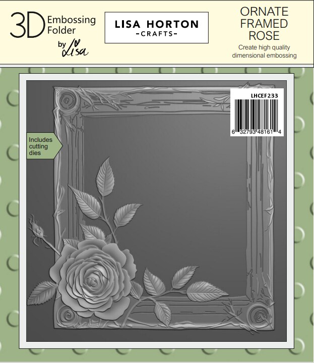Lisa Horton Crafts Ornate Framed Rose 6x6 3D Embossing