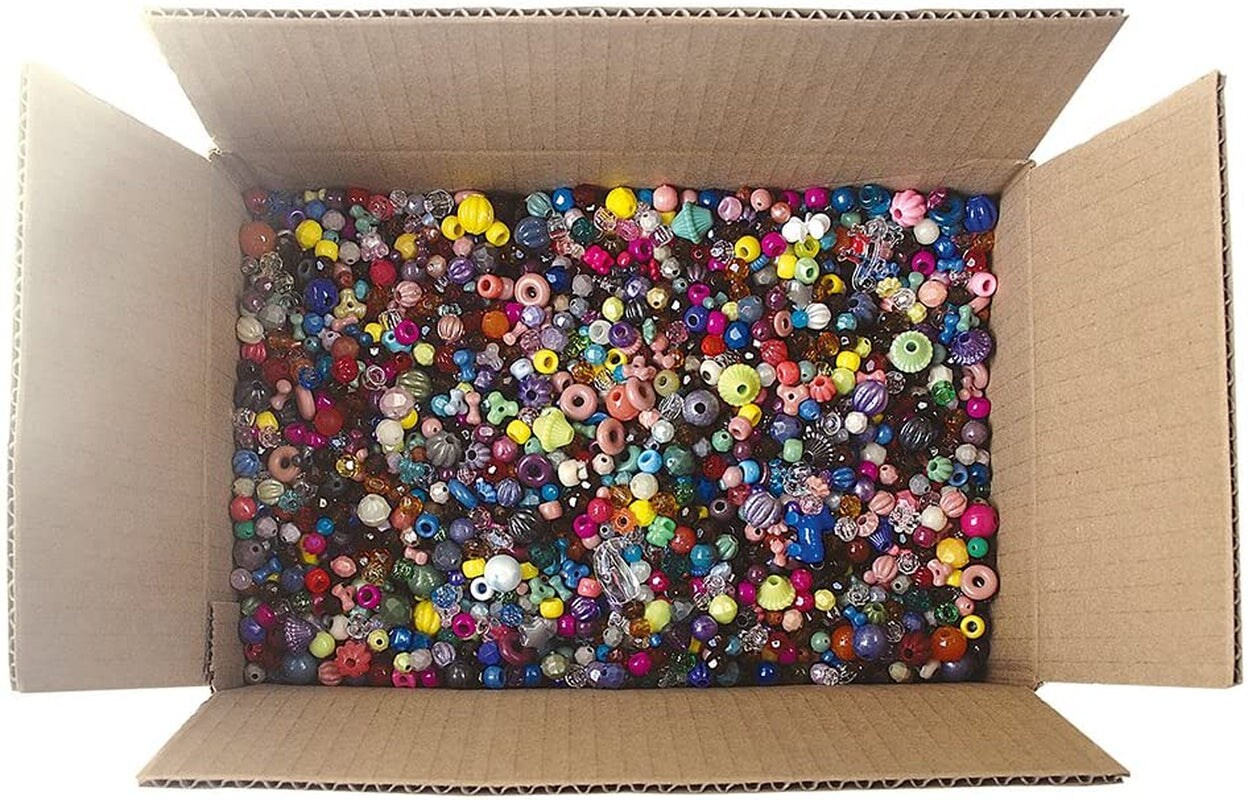 Bonanza 5LB of Mixed Craft Beads, Sizes, Plastic, Round, Multicolor