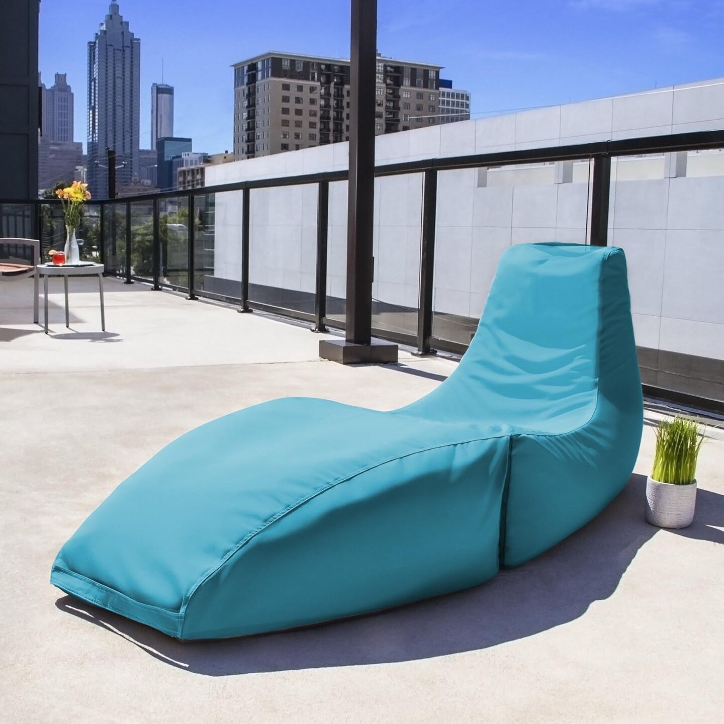 Prado Outdoor Bean Bag Chaise Lounge Chair, Taupe Stripes