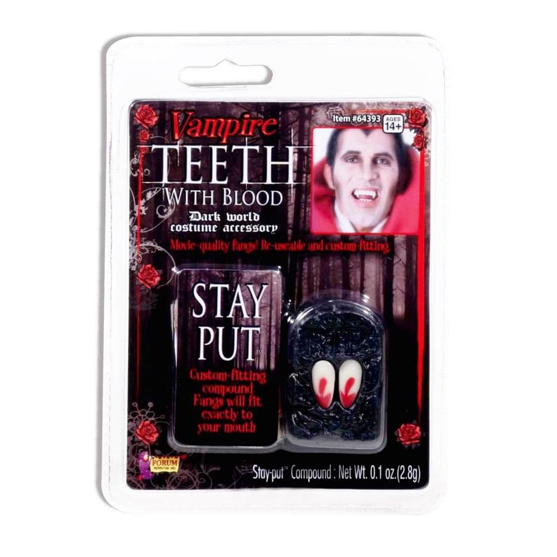 Vampire Costume Fangs With Blood