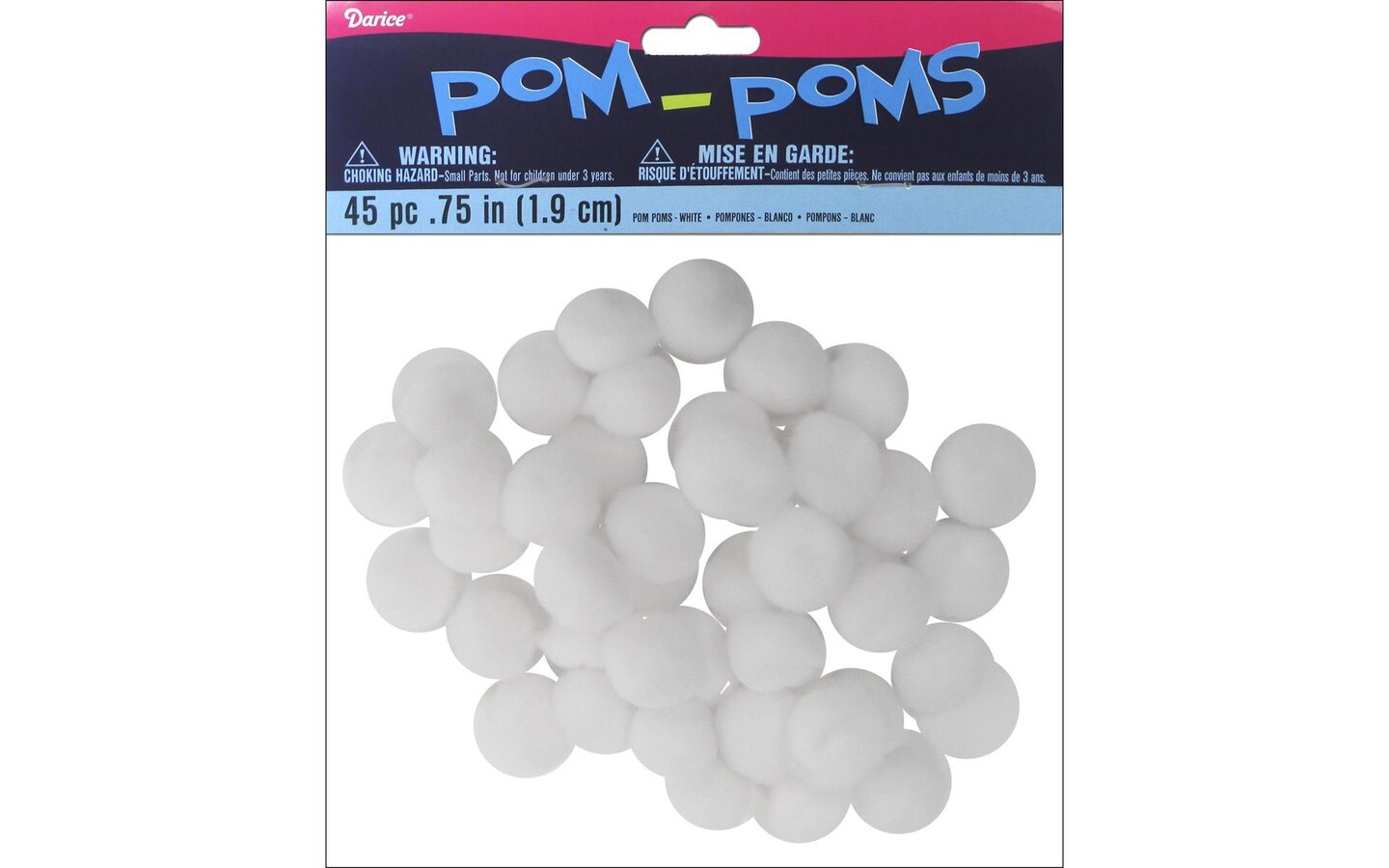 Darice Pom-Poms .75 45/Pkg, White