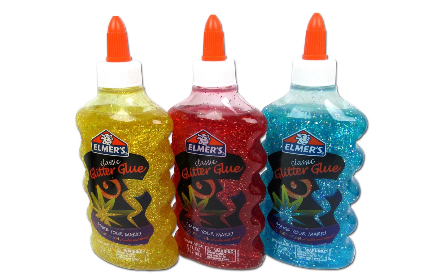 Elmer&#x27;s Glitter Glue 6Oz Astd Red,Yellow,Blue