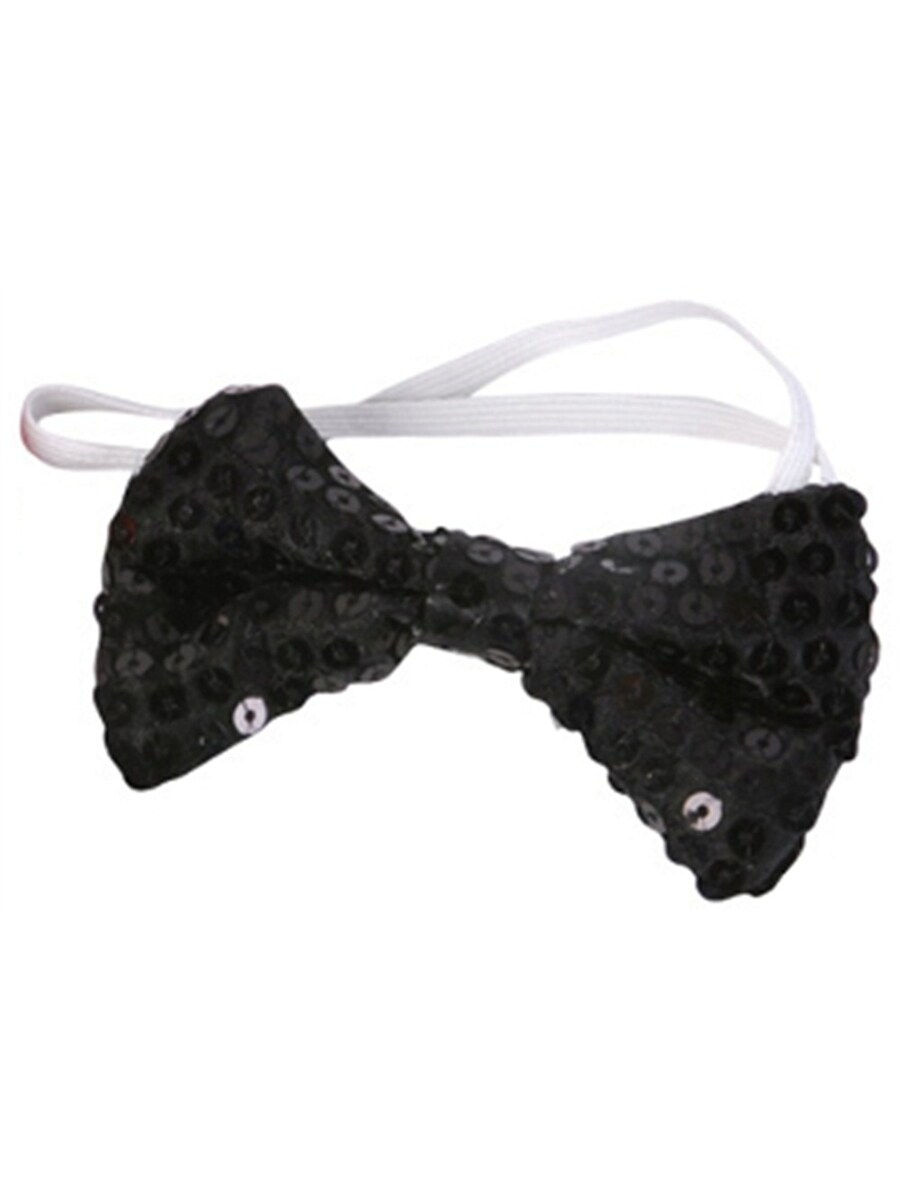 Black Elastic Strap Bow Tie For Men – Funny Clown Costume Or Stripper/Gag Gift, One Size Fits Most