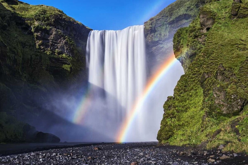 Iceland, Skogafoss Waterfall and rainbow by Dennis Kirkland - Item # VARPDXEU14BJY0097