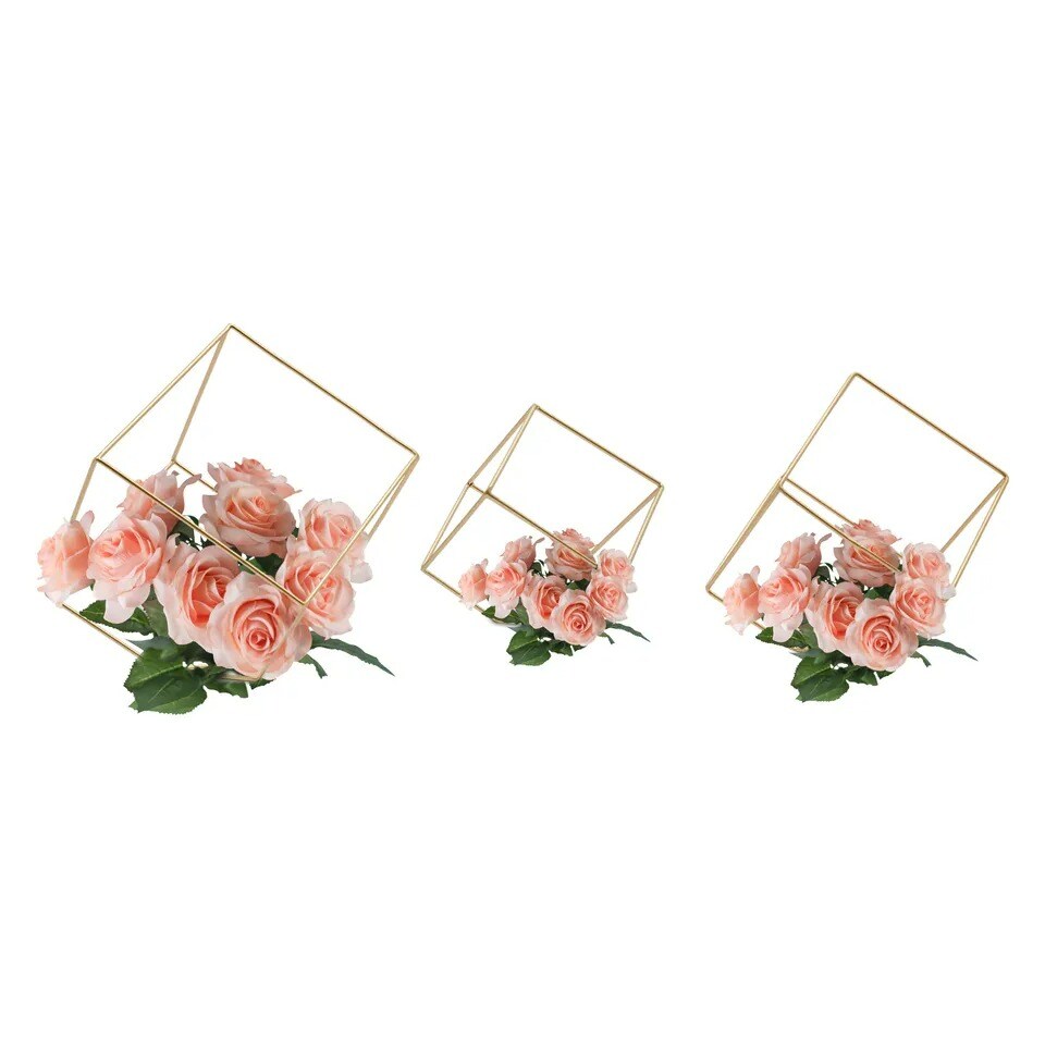 Gold Vase Geometric Flower Stand Wedding Vases For party Home Venue Garden Decor