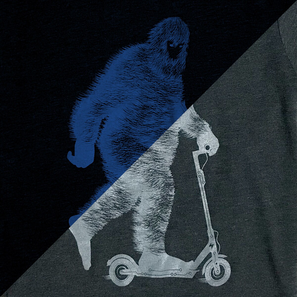 Scooter Riding Bigfoot Graphic T-shirt for Sasquatch, Bigfoot and Yeti Fans - Glows in the Dark! product 2