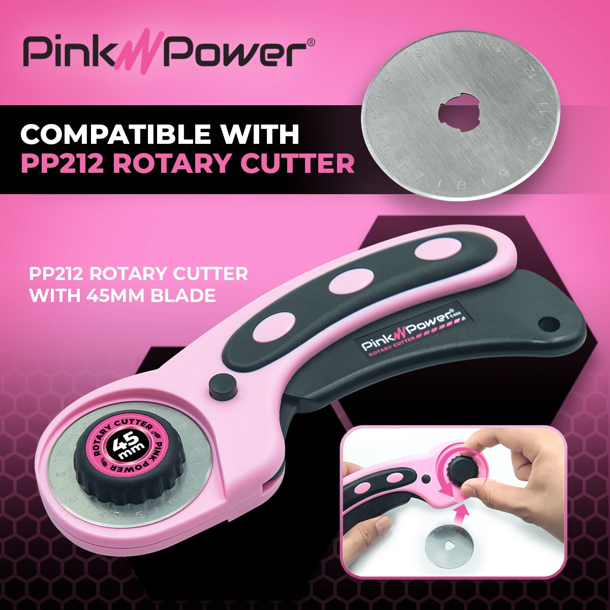 Pink Power 45mm Rotary Blades, 5ct.