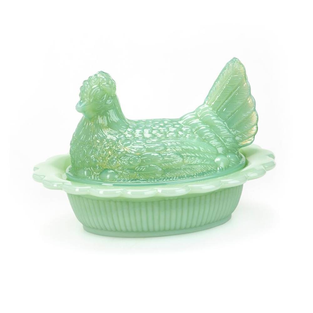 Mosser Glass Hen Candy Dish, Vintage Style Covered Candy Bowl with Lid, 6 Inch