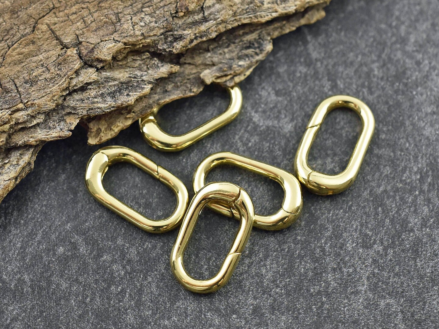 *5* 18x10x3mm 18k Gold Plated Oval Spring Ring Clasps