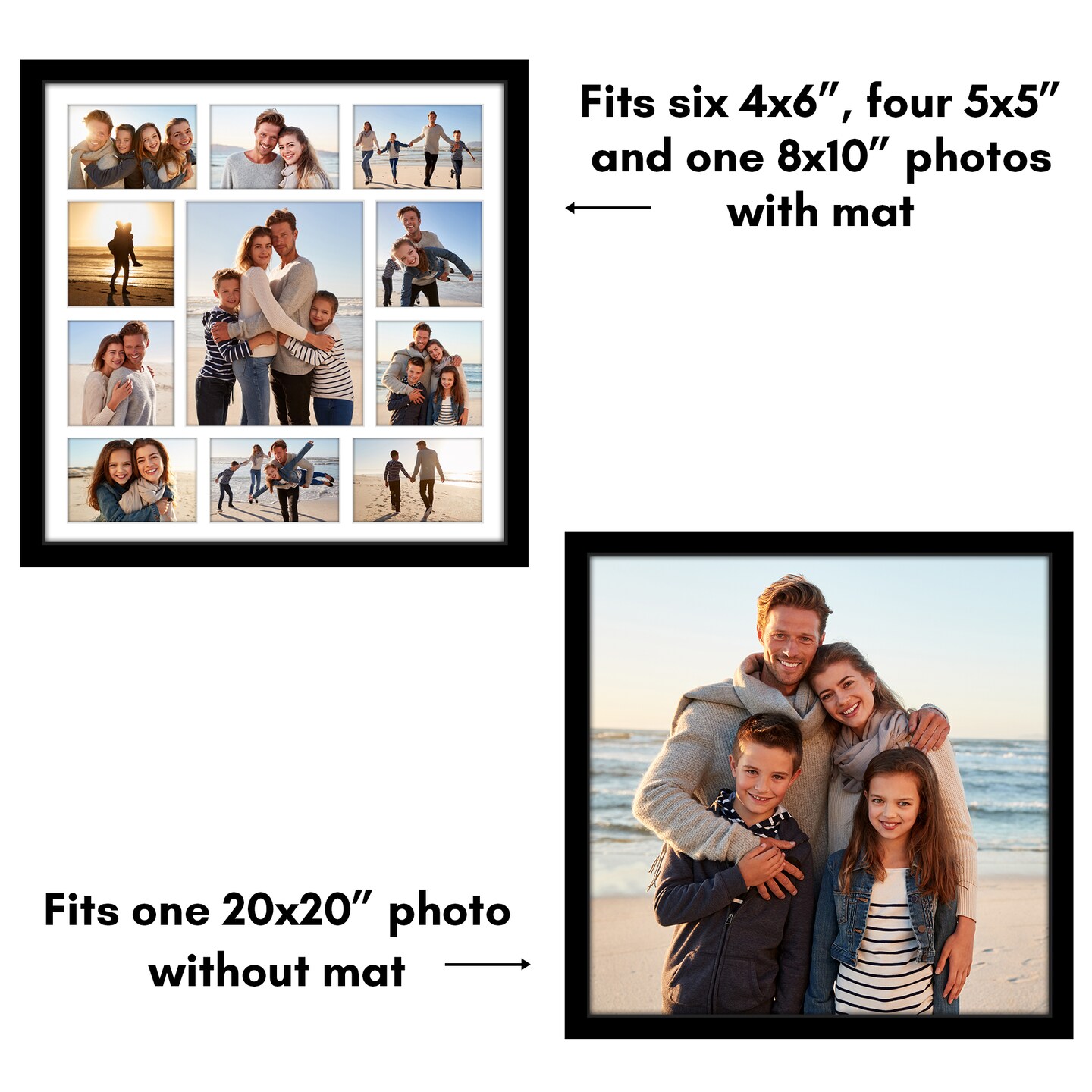 Americanflat 20x20 Collage Picture Frame - Fits One 8x10, Four 5x5, and Six 4x6 Photos or One 20x20 Photo